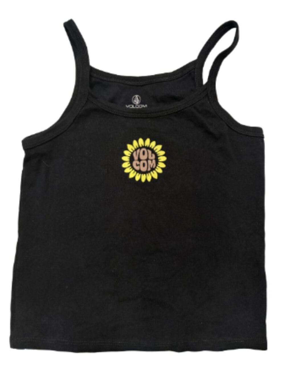 Volcom Black Tank with Sunflower
